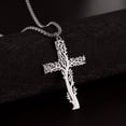 thumbnail image 6 of EUEAVAN Tree of Life Cross Silver Pendant Necklace for Male Stainless Steel Jewelry, 6 of 7