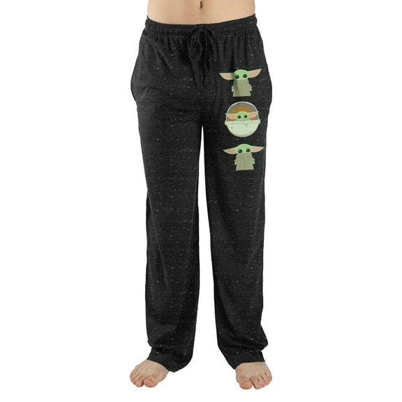 Star Wars Mandalorian Baby Grogu Mens Black Sleep Pajama Pants-3XL