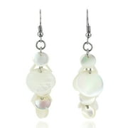 AERAVIDA Ocean Round Clusters of White Kabibe Seashell Dangle Handmade Earrings