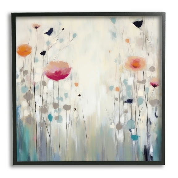 Stupell Industries Pastel Poppies Painting Botanical & Floral Painting Black Framed Art Print Wall Art, 12 x 12