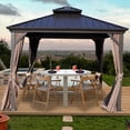 thumbnail image 2 of Kozyard Rosana 10 ft. W x 10 ft. D Hardtop Aluminum Permanent Gazebo (Brown), 2 of 8