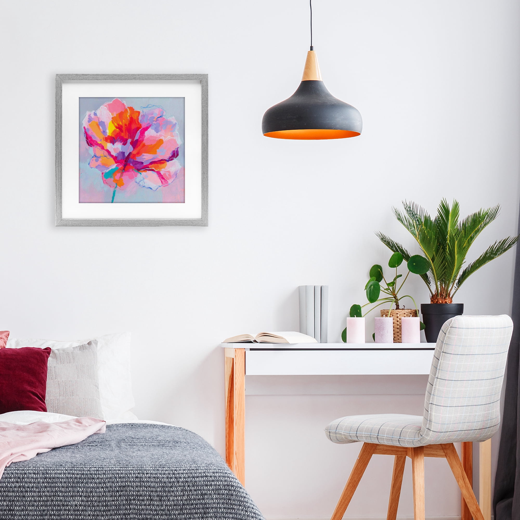 Stupell Industries The Open Petal Expression Gray Framed Print Under Glass, design by Chromatic Storm Studio