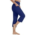 thumbnail image 4 of Clearance Sale! Yoga Pants for Women Capris Loose Wide Straight Leg Cropped Pants High Waist Tummy Control Capri Legging with Pockets Athletic Exercise Pants Blue Xxl, 4 of 4