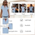 thumbnail image 6 of Chiccall Womens Plus Size Tops Fashion Casual Plaid Cotton Linen Shirts V Neck Buttons Short Sleeve Tunic Blouse Summer Tops for Women 2026, 6 of 7