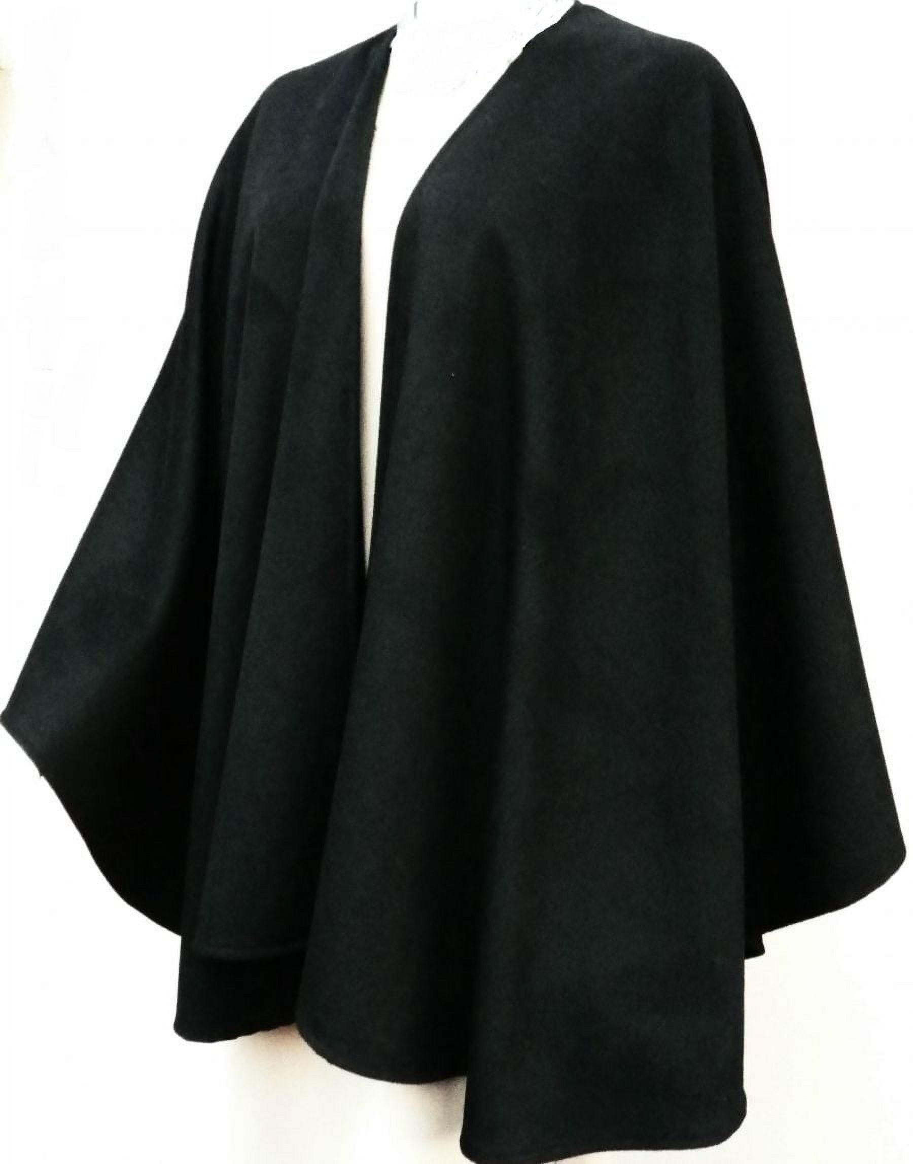 Cashmere Cape with Fur Trim/Cashmere Cape/Cashmere Capes/Cape/Capes/Fur Cape/Fur Capes for women/Capes and Shawls/Fur Caplet/Caplet/Coat/Poncho/Shrug/Ruana (Leather Trim-BLACK) - image 5 of 15