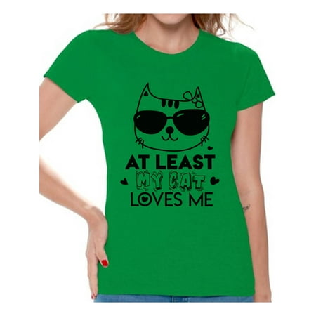 Awkward Styles At Least My Cat Loves Me Shirt Valentine's Day T Shirt for Women Valentines Day Gift Idea for Her Cat Lovers Shirt Cute Cat Valentine Tshirt Valentines Day Single Funny Valentine