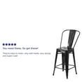 thumbnail image 2 of Commercial Grade 4 Pack 24" High Black Metal Indoor-Outdoor Counter Height Stool with Back, 2 of 9