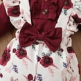 thumbnail image 6 of Emy Dola Newborn Infant 3pcs Outfits Baby Girls Long Sleeve Ruffle Romper Tops+ Flower Suspender Pants+ Headband Chothes Set, 6 of 11