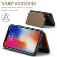 thumbnail image 5 of for iPhone X/XS Premium PU Leather Back Case, Multiple Card Slots Design, Double Magnetic Clasp Study Kickstand RFID Blocking Classic Phone Cover for iPhone X/XS, Brown, 5 of 9