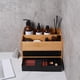 thumbnail image 3 of Bandeja organizadora de maquillaje acrílica con 3 compartimentos y aberturas Capa doble negra, 3 of 8