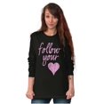 thumbnail image 3 of Follow Your Heart Cute Valentines Day Women's Long Sleeve T Shirt Brisco Brands S, 3 of 6