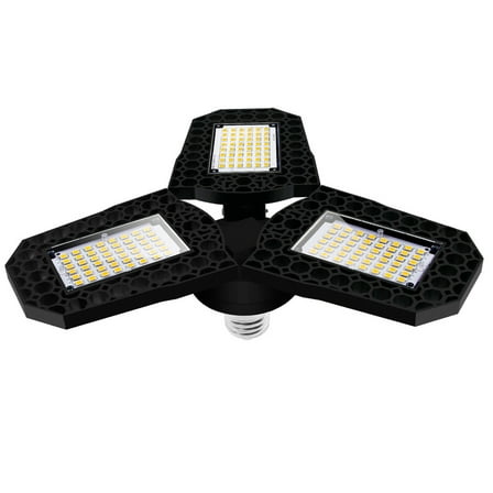 LEORX led shop lights for garage Three-Leaf Folding Work Light Black 1Pack