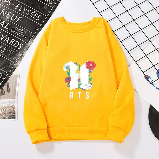 BTS sudadera con capucha Streetwear mujer BTS impreso Casual cuello redondo sudadera Hip Hop Top sudaderapangjing