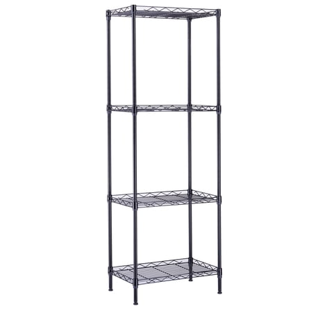 QXDRAGON 4-Tier Storage Rack, Wire Shelving Bookshelf Storage Unit Metal for Kitchen Living Room, 17.7"D x 11.8"W x 49.6"H, Black
