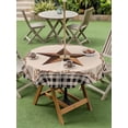 thumbnail image 4 of Outdoor Tablecloths with Umbrella Hole & Zipper, Western Texas Star Retro Round Tablecloths 60 Inch, Rustic Vintage Berry Black Beige Plaid Waterproof Table Cloth, Patio/Pool/Picnic Table Covers, 4 of 8