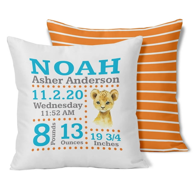Printtoo Personalized Birth Announcement Pillow With Insert-Custom State MapBirthStats BabyGender Reveal Gift Nursery Dcor-18x18 Inches
