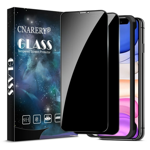Cnarery Privacy Screen Protector for iPhone 11/ iPhone XR 6.1 inch, Anti Spy Tempered Glass with Alignment Frame Easy Installation Case Friendly, 2 Pack