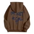 thumbnail image 5 of NinXxx Women's Letter Print Hoodie Long Sleeve with Pockets Coffee XXL, 5 of 8