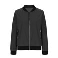 thumbnail image 4 of Women's Bomber Jacket Casual Coat Zip Up Outerwear Windbreaker with Pockets Black XL, 4 of 5