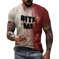 thumbnail image 1 of Chemise Décontractée d'Halloween pour Homme avec Imprimé de Sang, Manches Courtes, Col Rond, 1 of 5