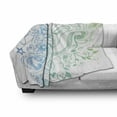 thumbnail image 3 of Flowers Soft Flannel Fleece Throw Blanket, Rainbow Colored Ombre Sketch Design with Florals Blossom Ivy Leaves, Cozy Plush for Indoor and Outdoor Use, 70" x 90", Turquoise White, by Ambesonne, 3 of 6