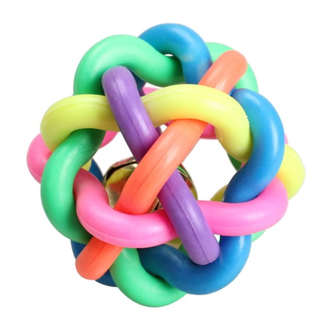 Juguete para perros y gatos bola redonda de goma colorida con campana pequeña tamaño S Sywqhk Libre de BPA