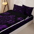 thumbnail image 3 of Castle Fairy Mystic Gothic Skull Zipper Twin Comforter Sets with Fitted Sheet and 2 Pillowcases,Vintage Floral Border Zipper Bedding Set,Black Violet,4-Piece,Black Reversible, 3 of 6