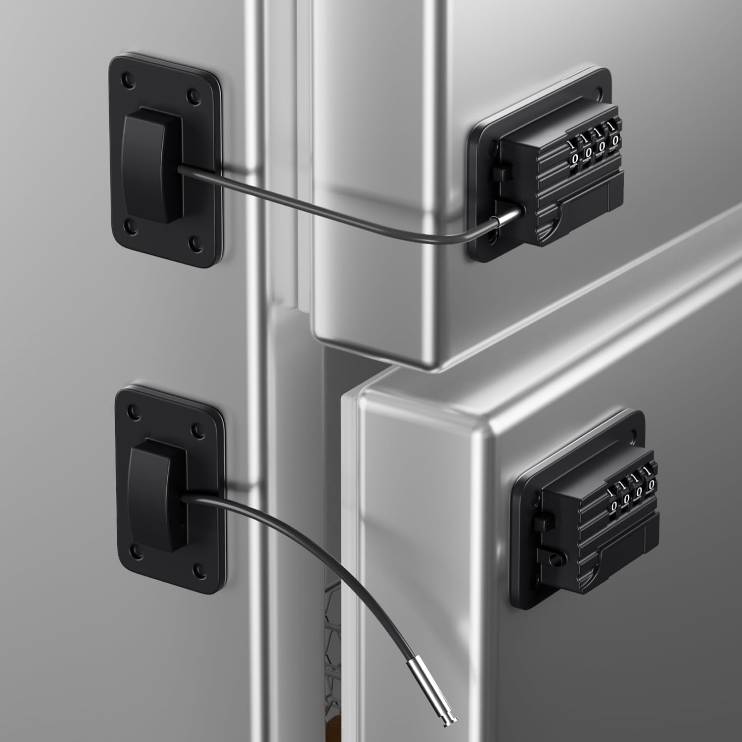 Refrigerator Lock, Heavy Duty Fridge Locks for Kids, Freezer Lock with Combination for Refrigerator Drawer Cabinet Safety, Easy to Install No Keys Needed Black, 2 Pcs