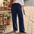 thumbnail image 4 of Hueook Women's Sweatpants Barrel Y2k Loose Casual and Linen Drawstring Pants with Pockets Navy L, 4 of 6