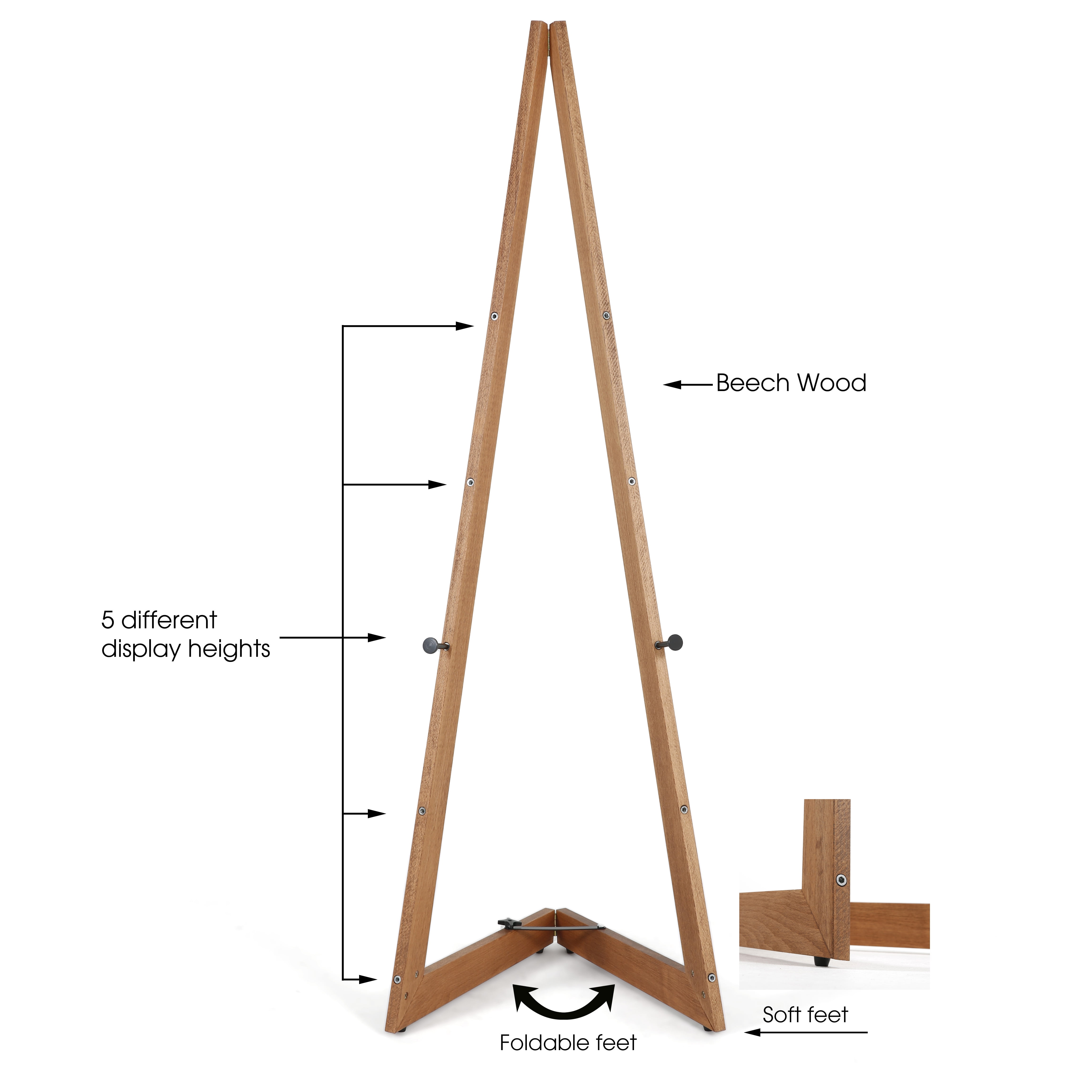 M&T Displays Wood Portable Easel, Foldable and Practical Solution for Presentation or Amateur Artwork, Canvas sizes from B2, 19.69 x 27.83 inch up to A0, 33.11x46.81 inch (Dark Wood, 59)