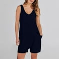 thumbnail image 2 of Lenpel Women's Summer Rompers Sleeveless V Neck Tank Top Casual Short Jumpsuits Loose Overalls with Pockets, 2 of 7
