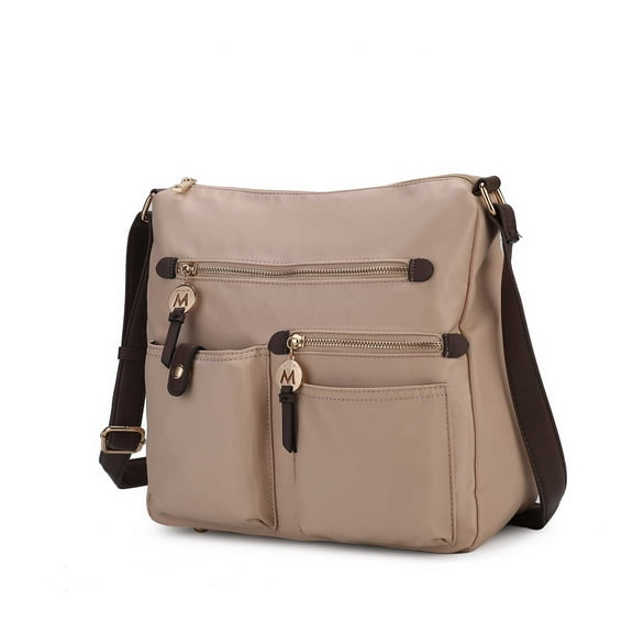 MKF Collection Serena Women’s Shoulder Bag Color-Block Nylon – Lightweight, Stylish, and Functional by Mia K - Beige Coffee