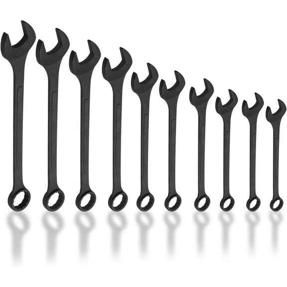Neiko 03129A Jumbo Combination Wrench Set, 10-Piece Open-End Wrench Set, SAE Sizes 1 5/16 Inches to 2 Inches for Large Vehicles, Black Oxide Finish