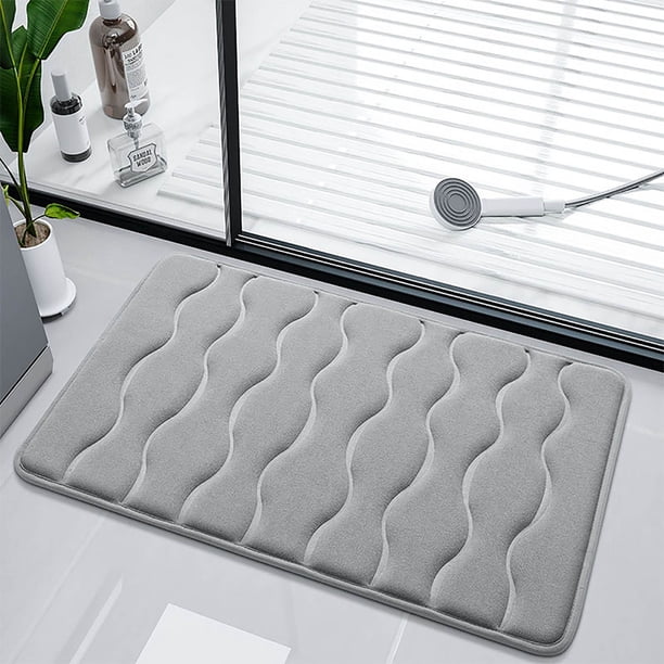 Alfombrilla de baño con base de color liso y efecto lento, absorbente de agua de vellón, antideslizante, estilo moderno, para baño, superficie higiénica, material de vellón duradero.
