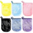 thumbnail image 1 of 6 Pieces Of Flannel Makeup Remover Gloves, Cleansing Finger Covers, Reusable Towels, Looped Shower Gloves, Soft Washing Gloves (9 * 13cm), 1 of 5