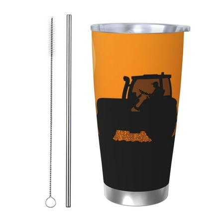 

Lukts tractor cultivating the land for 20OZ Car Cup Stainless Steel Direct Drinking Straw Thermos Cup Suitable for Office Travel and Car-Straw Two-piece Set