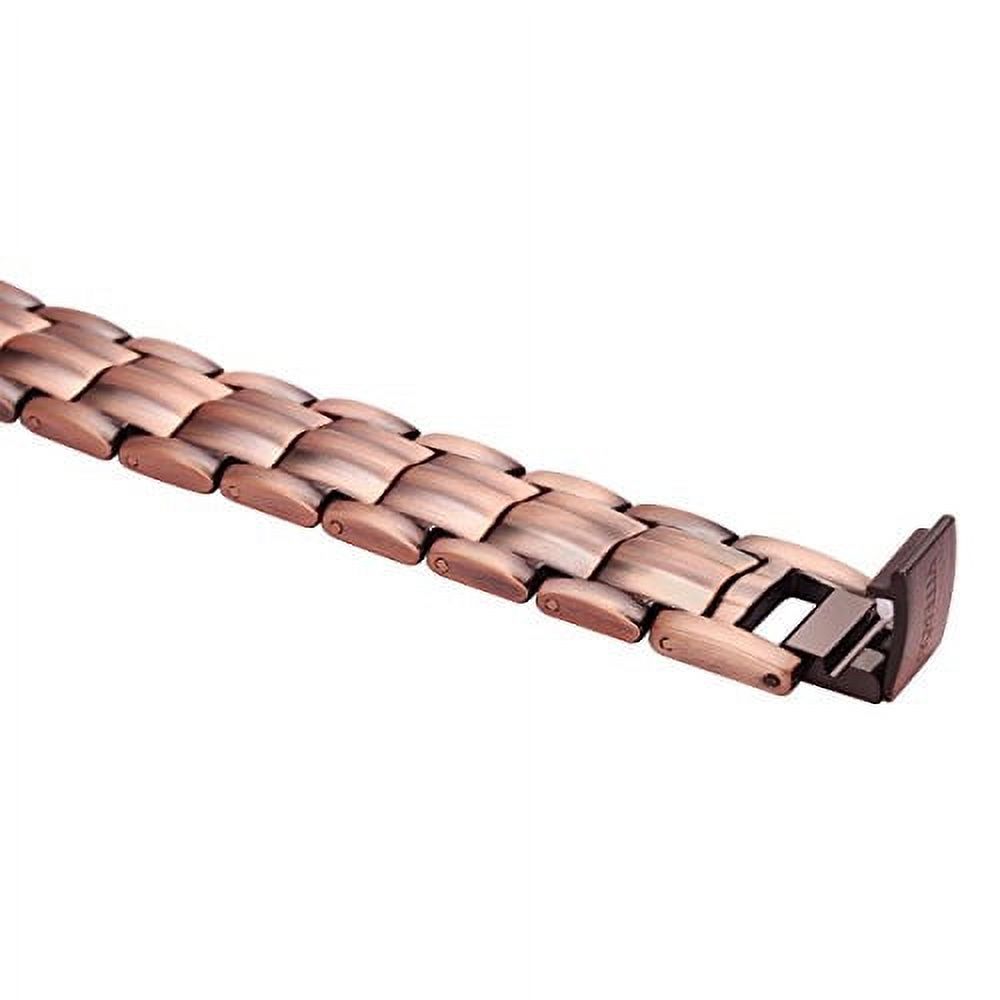 8.5" Inch Mens Titanium Steel Grooved Bronze Copper Style Magnetic Bracelet with Fancy Box.