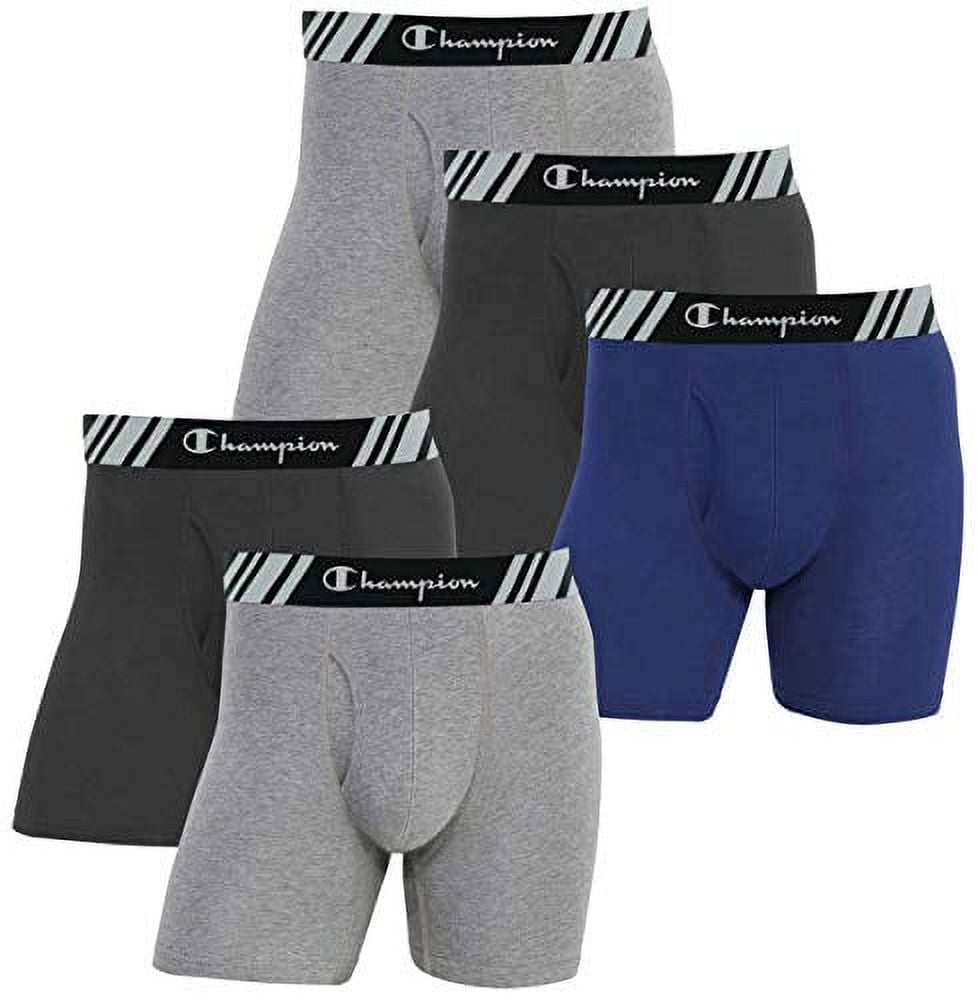 Champion 5 pack Men s Boxer Brief 2 Black 2 Gray 1 Blue Size XL