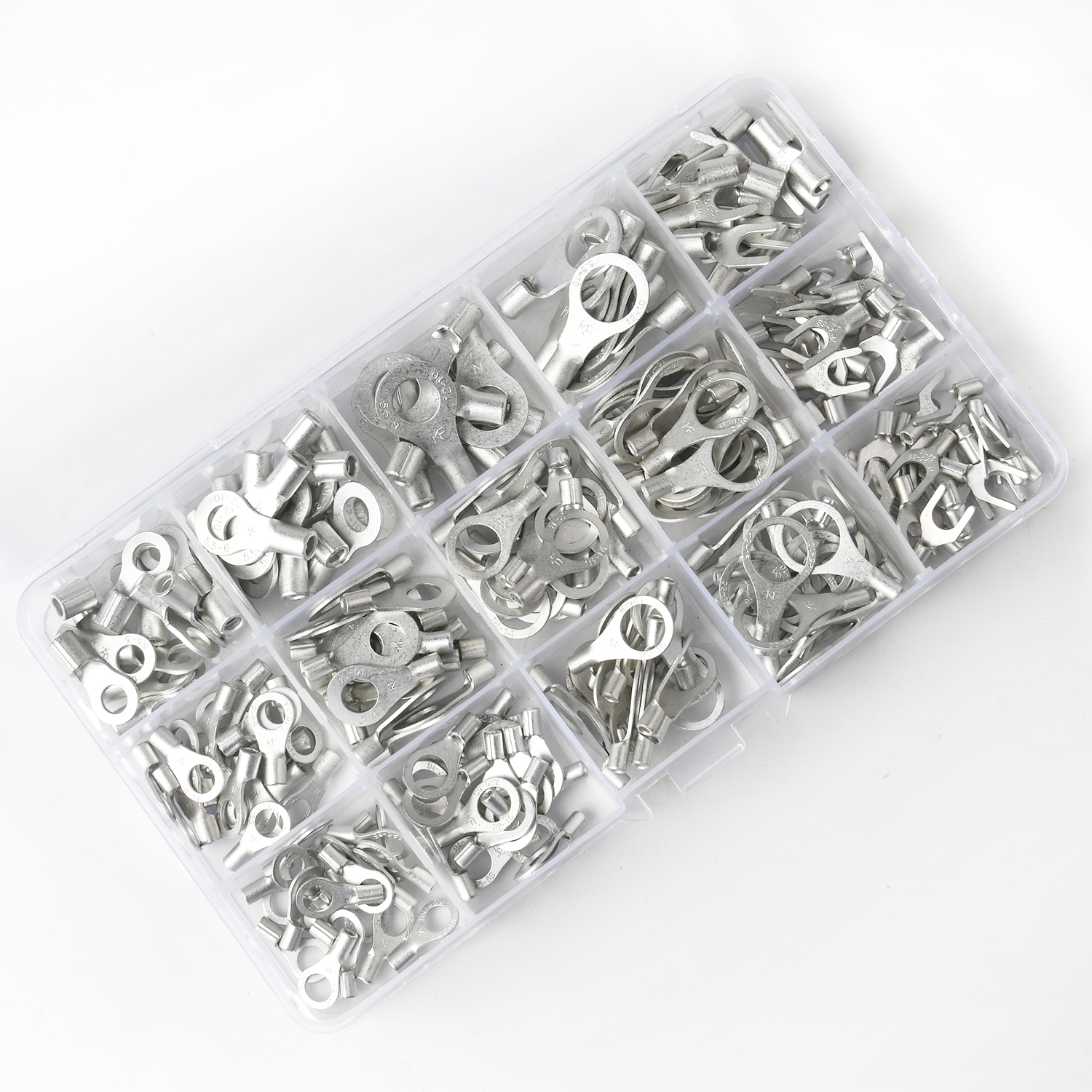RockDIG 260PCS AWG 22-16 16-14 12-10 Copper Ring Fork Terminals Tin Plated Non-Insulated Electric Wire Connectors