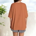 thumbnail image 4 of Cqxid525 Short Sleeve Tops For Women Summer Tops For Women Short Sleeve Crewneck Oversized T Shirts Trendy Solid/Flower Printed Beach Vacation Clothes Brown Xxxl, 4 of 6
