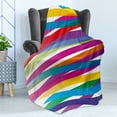 thumbnail image 4 of Colorful Soft Flannel Fleece Throw Blanket, Multicolor Ribbon Style Abstract Design Vivid Rainbow Pattern Expression, Cozy Plush for Indoor and Outdoor Use, 50" x 70", Multicolor, by Ambesonne, 4 of 5