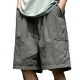 thumbnail image 3 of MIUOWANP Men's Loose Fit Sport Shorts with Pocket Solid Color Elastic Waist Casual Half Shorts Size XXL(12)Gray, 3 of 4