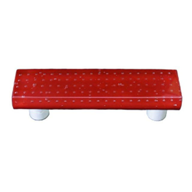 Hot Knobs HK1200-PB Bubbles Red Rectangle Glass Cabinet Pull - Black Post