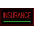 thumbnail image 1 of Insurance Yellow Green Lines Red Border LED Neon Sign 13 x 24 - inches, Black Square Cut Acrylic Backing, with Dimmer - Bright and Premium built indoor LED Neon Sign for Defence Force., 1 of 6