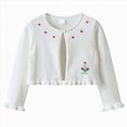 thumbnail image 5 of KPOPLK Girls Cardigan Sweater Toddler Button Down Knit Dress Cover Up Long Sleeve Ruffle Cardigan with Scalloped Hem White Size 5-6 Years, 5 of 8