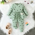 thumbnail image 2 of vdgthytj Baby Girls Clothes Toddler Outfits Fall Ribbed Heart Printed Long Sleeve Tops and Pants 2 Piece Matching Set, 2 of 8