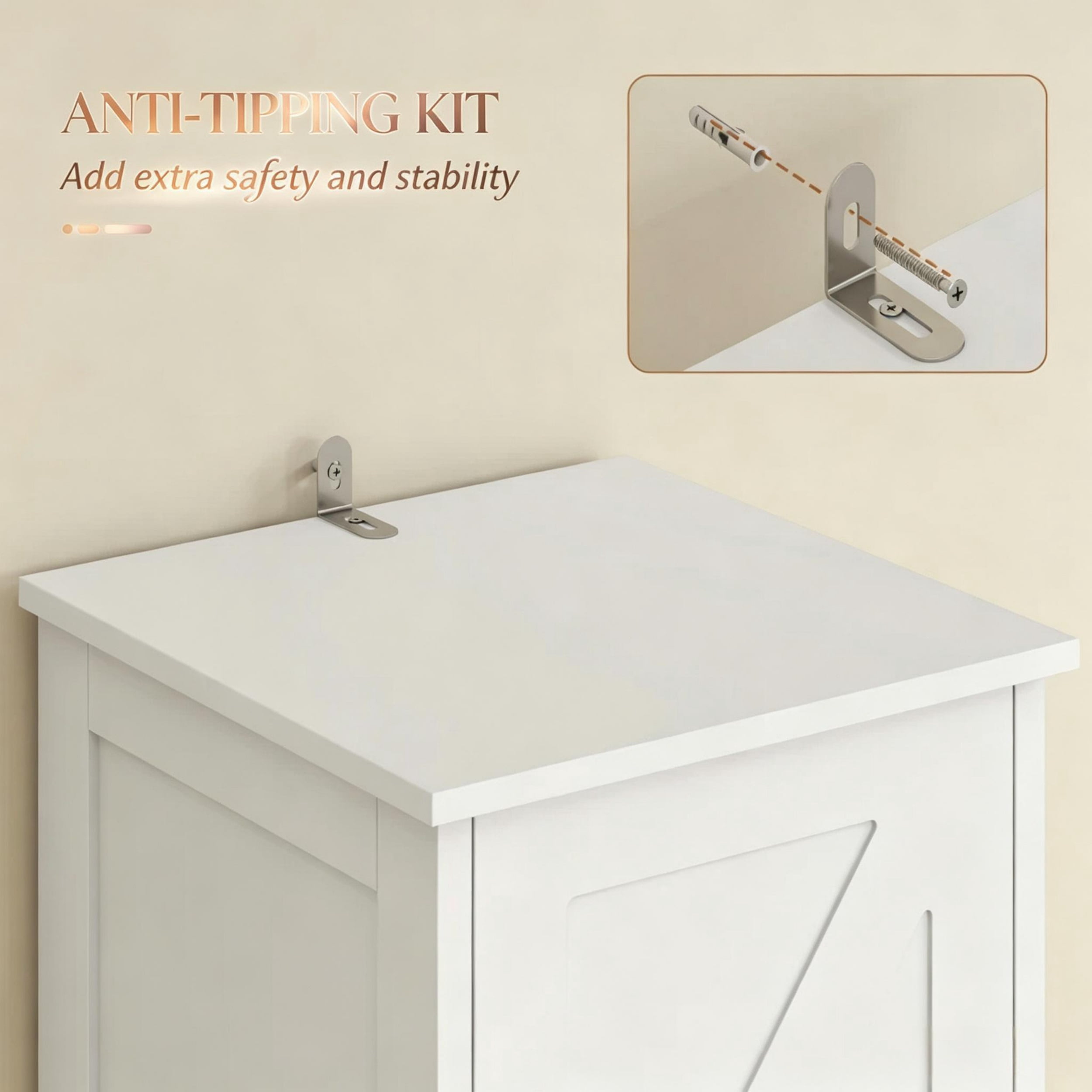 Bathroom Organizer with Enclosed & Open Compartments,Tall Bathroom Storage Cabinet,Slim Floor-Standing Bathroom Cabinet