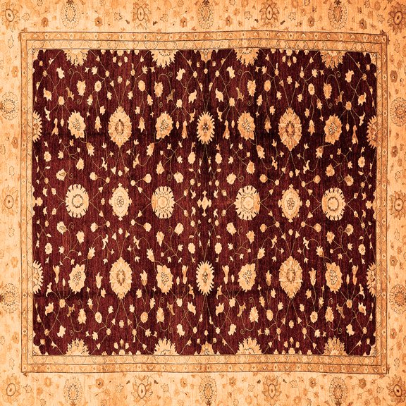 Ahgly Company Indoor Square Oriental Orange Traditional Area Rugs, 3' Square