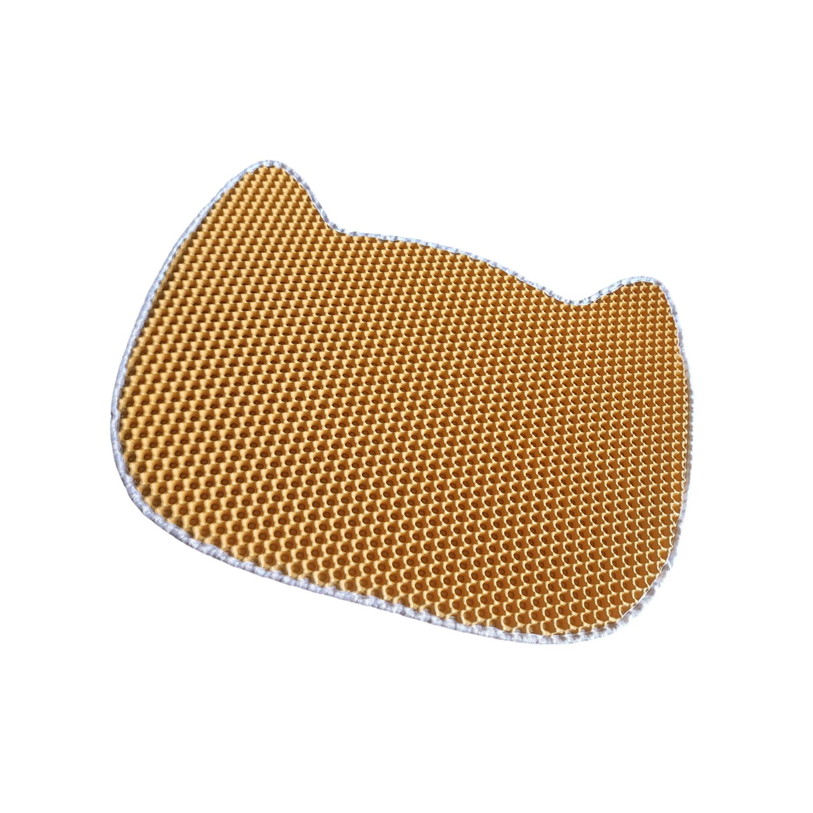 Cat Litter Mat Double Layers Durable Washable for Indoor Cats Cat Litter Pad Orange
