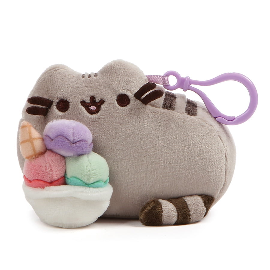 GUND Pusheen Snackable Sundae Cat Plush Stuffed Animal Backpack Clip, Gray, 5 GUND Pusheen Snackable Sundae Cat Plush Stuffed Animal Backpack Clip, Gray, 5